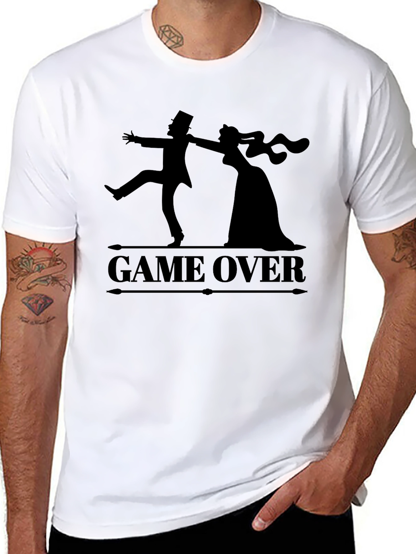 Game Over Bride & Groom Black T-Shirt