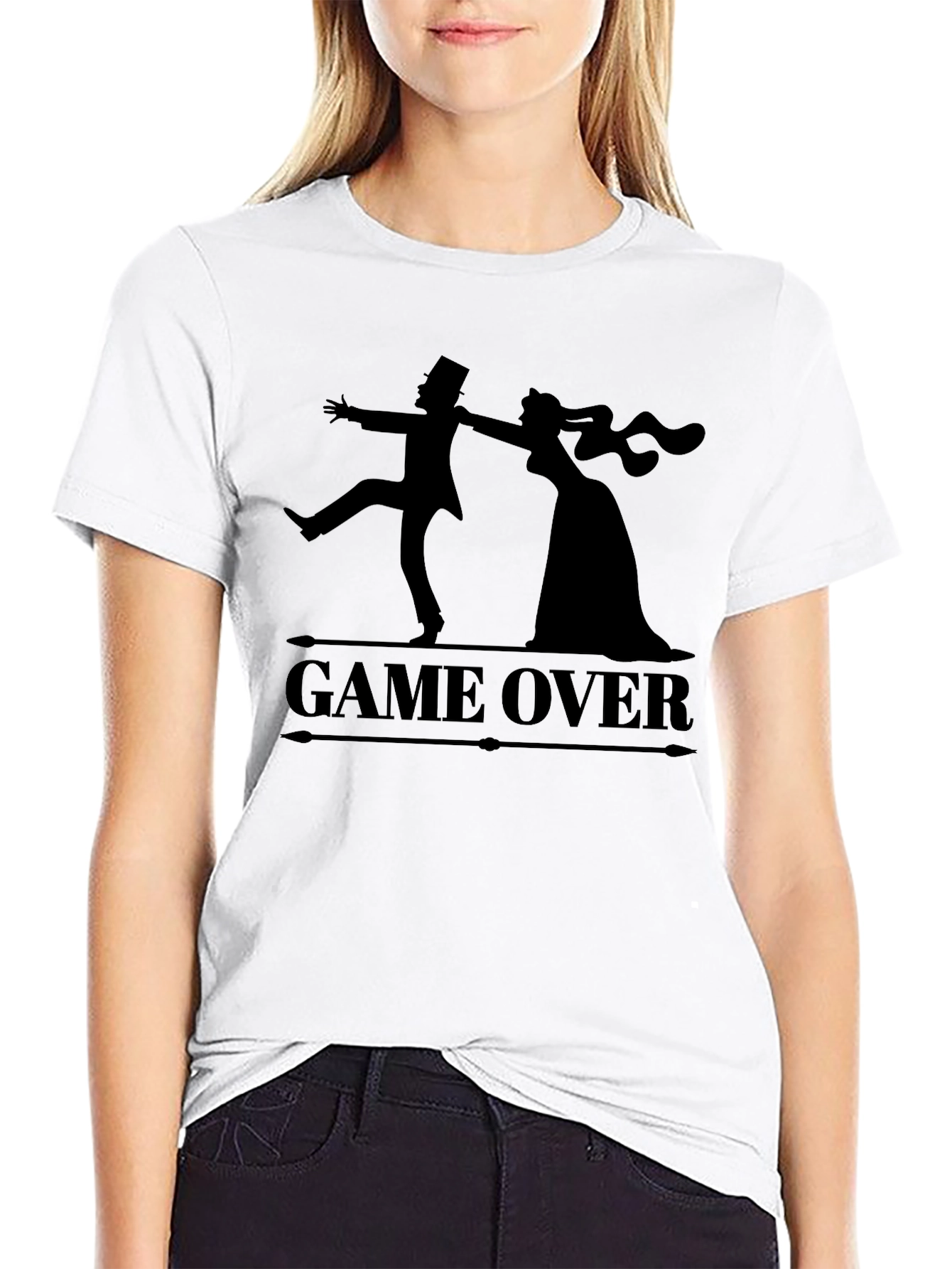 Game Over Bride & Groom Black T-Shirt
