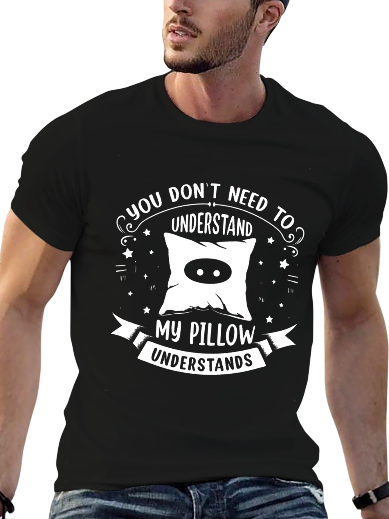 Pillow Understanding Black T-Shirt