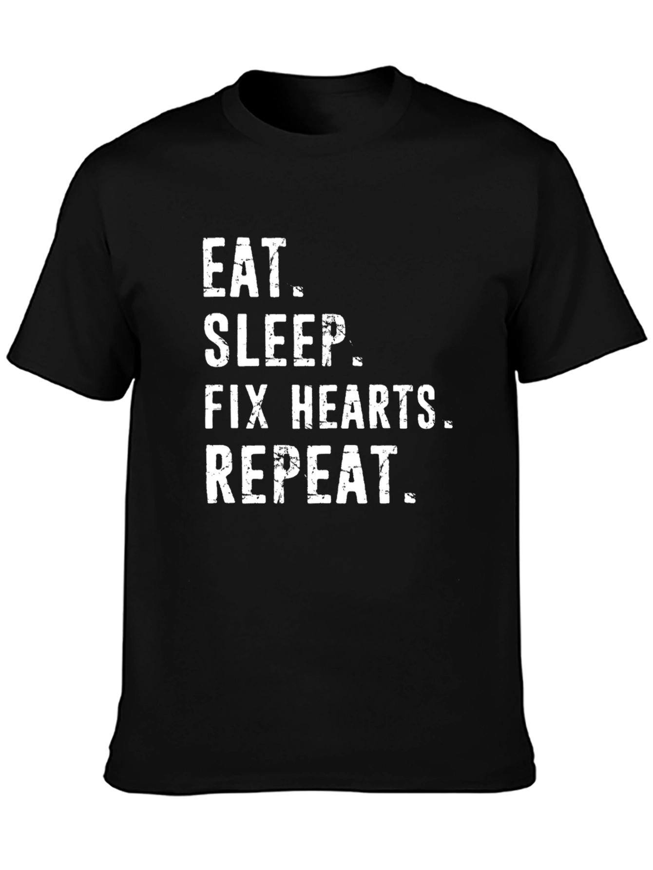 Eat Sleep Fix Hearts Repeat Black T-Shirt