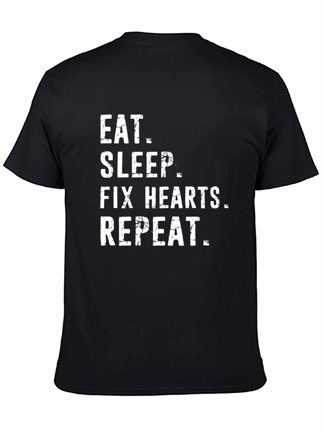 Eat Sleep Fix Hearts Repeat Black T-Shirt