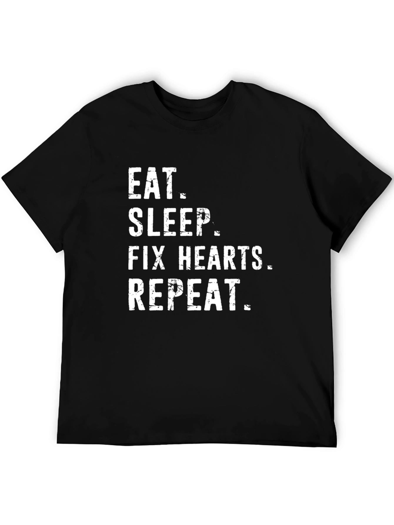 Eat Sleep Fix Hearts Repeat Black T-Shirt