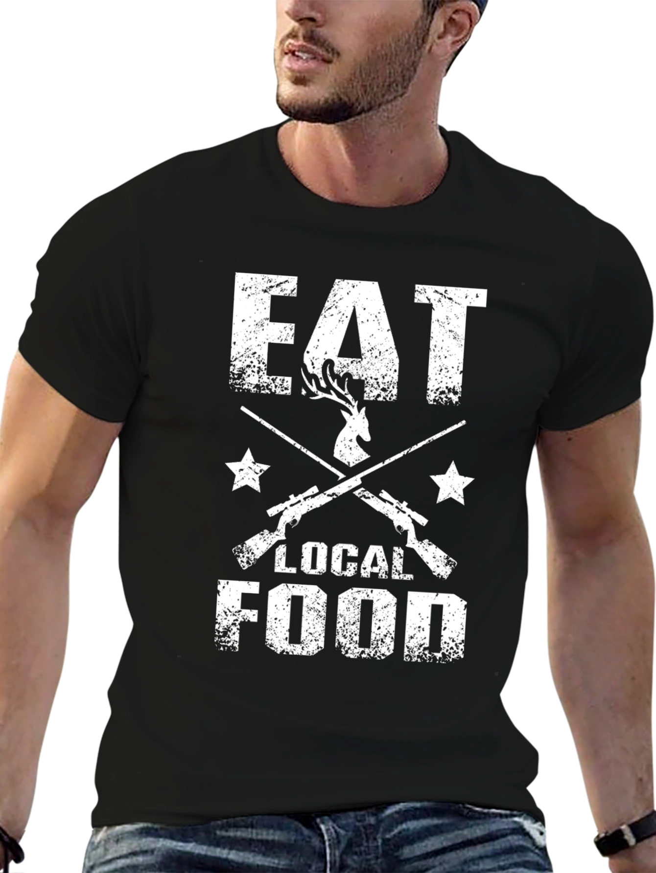 Eat Local Food Graphic Tee Hunting Shirt