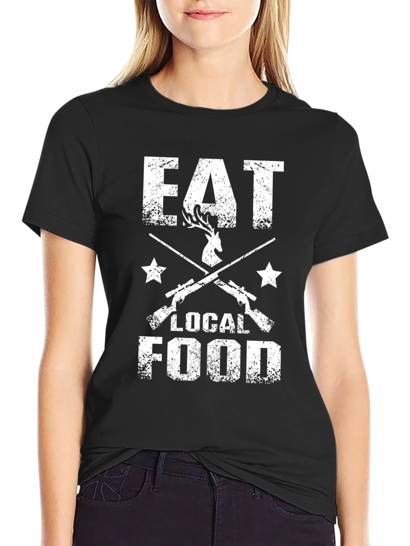 Eat Local Food Graphic Tee Hunting Shirt