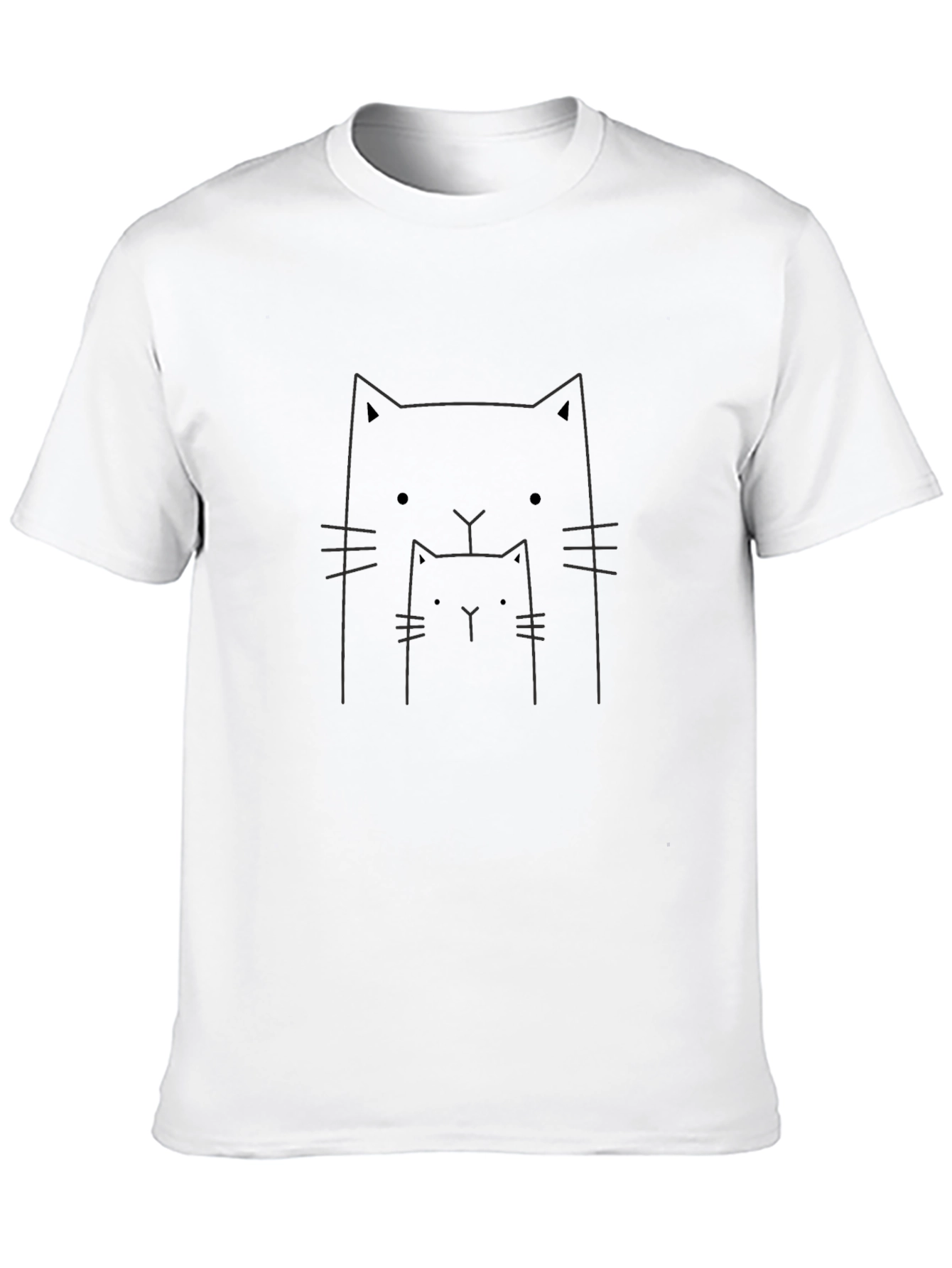 Minimalist Cat Outline Graphic T-Shirt