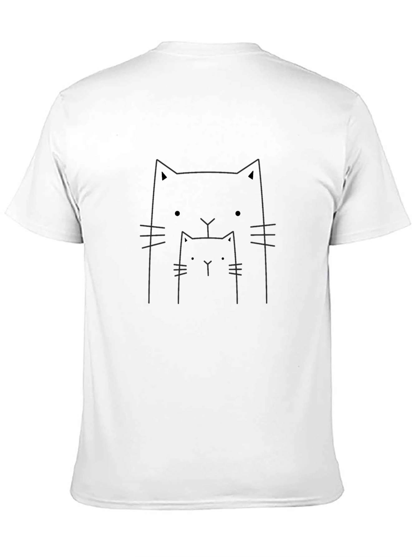 Minimalist Cat Outline Graphic T-Shirt