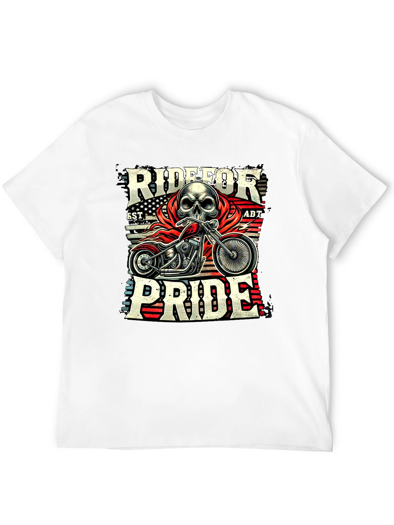 Ride for Pride Skull Motorcycle Graphic T-Shirt
