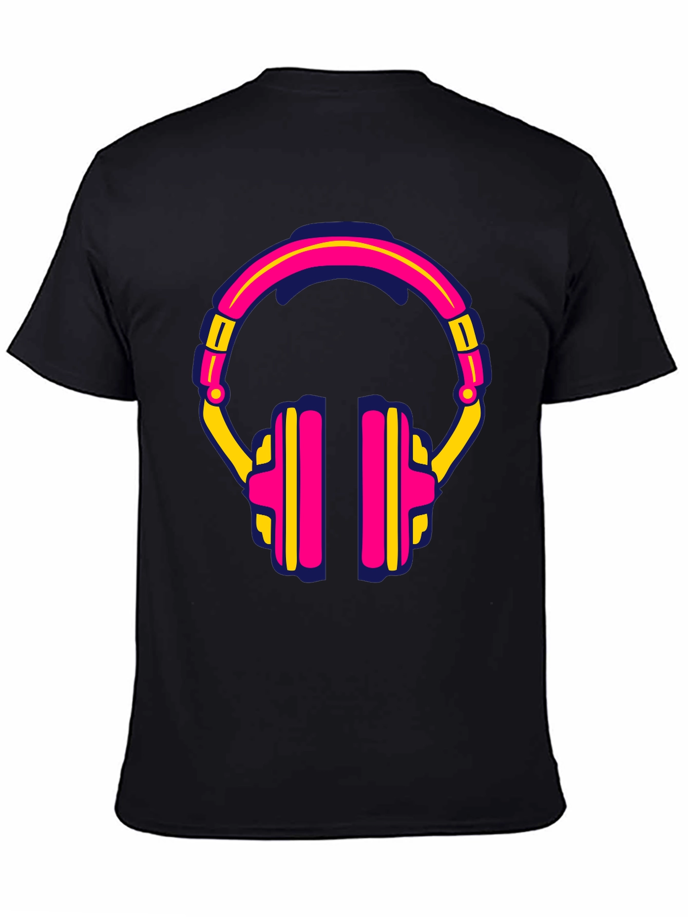 Retro Headphone Graphic Tee - Black