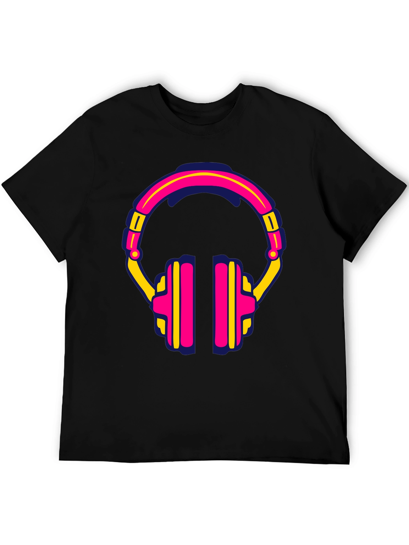 Retro Headphone Graphic Tee - Black