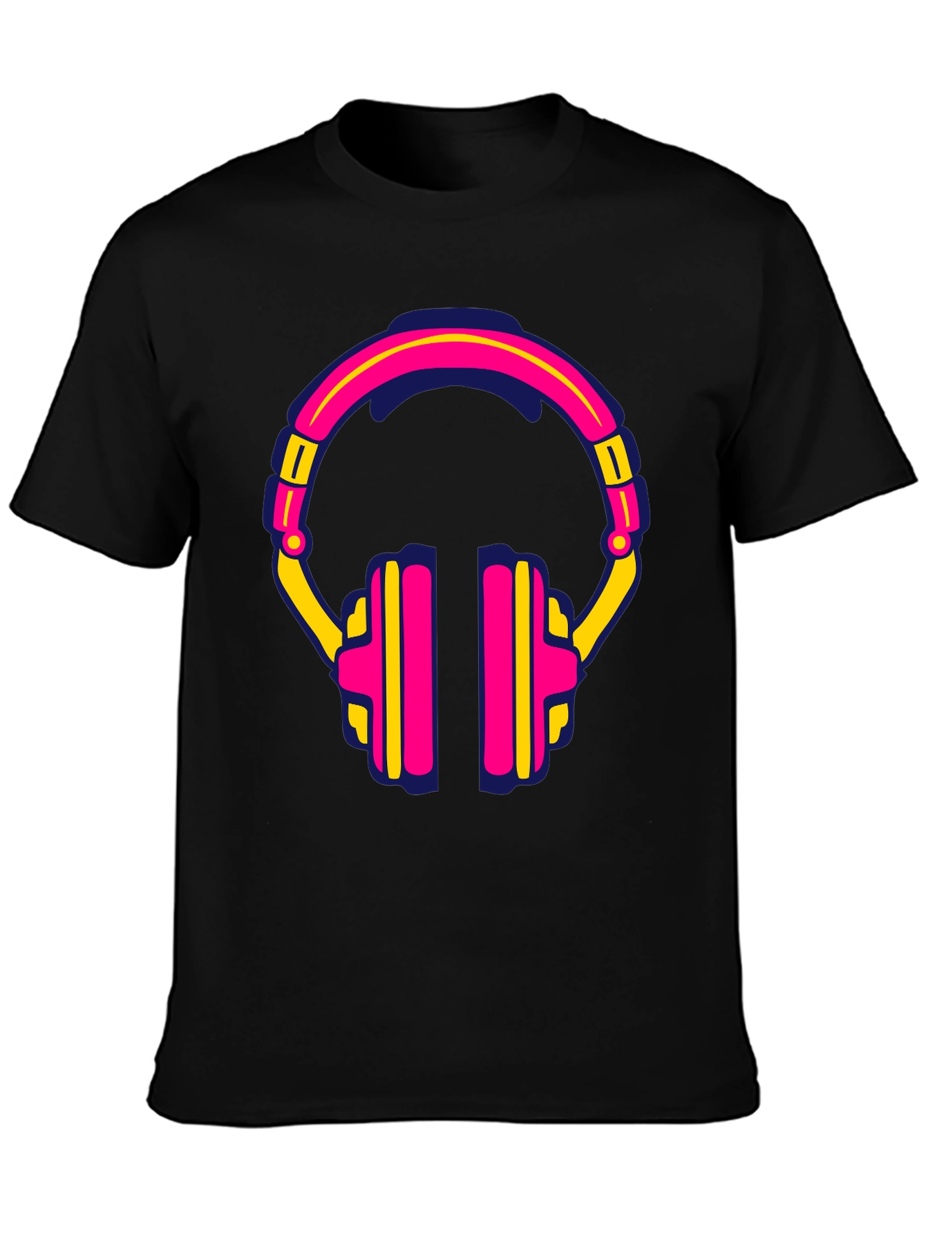 Retro Headphone Graphic Tee - Black