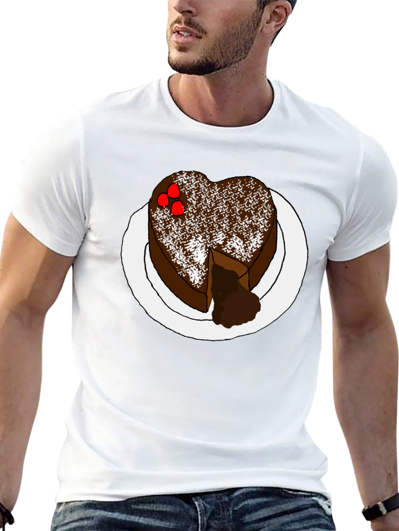 Heart Cake Graphic Tee - Sweet Treat Shirt