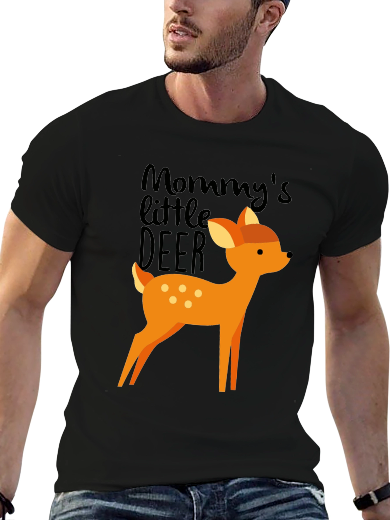 Mommys Little Deer Graphic Tee - Black