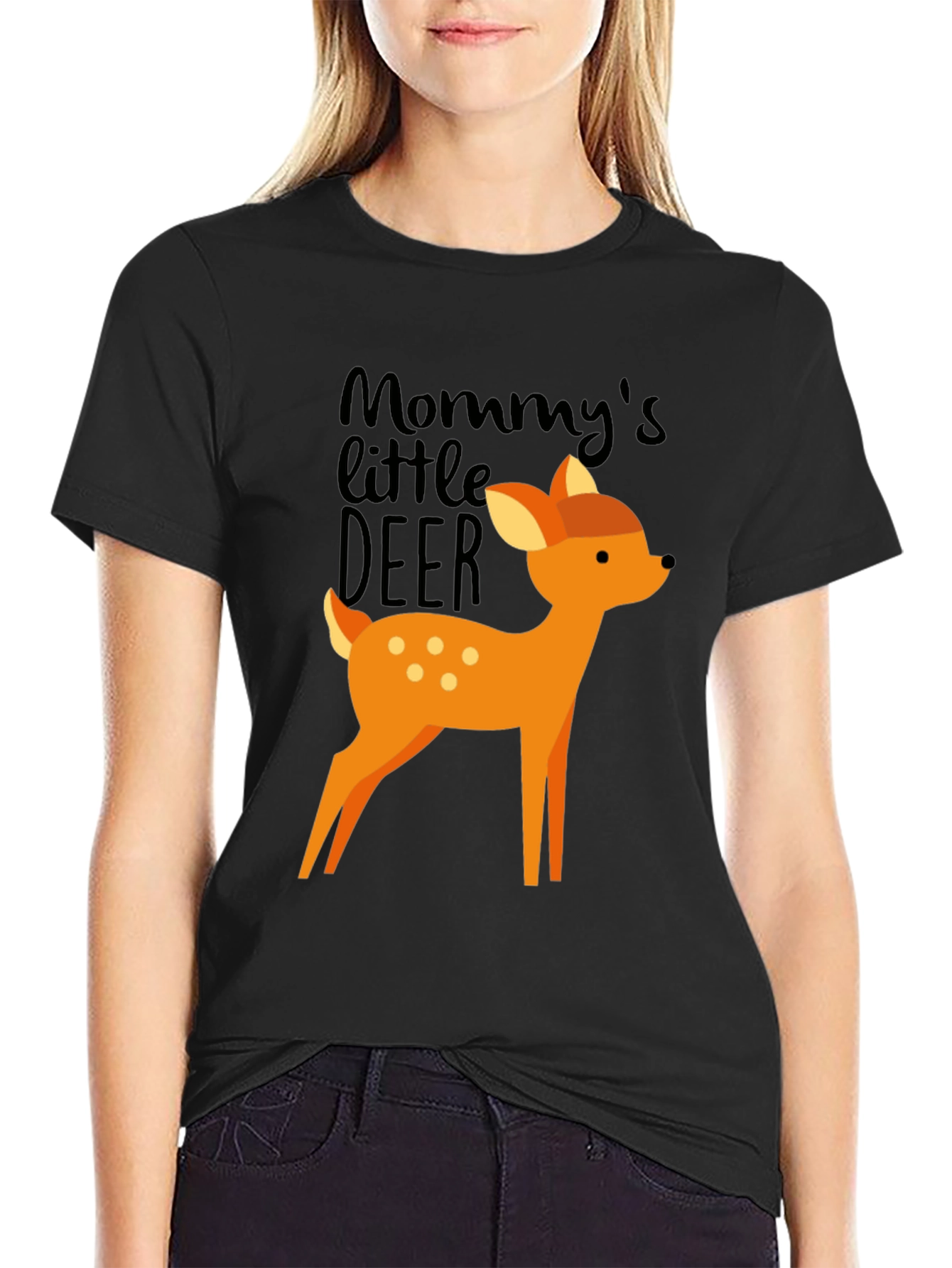 Mommys Little Deer Graphic Tee - Black