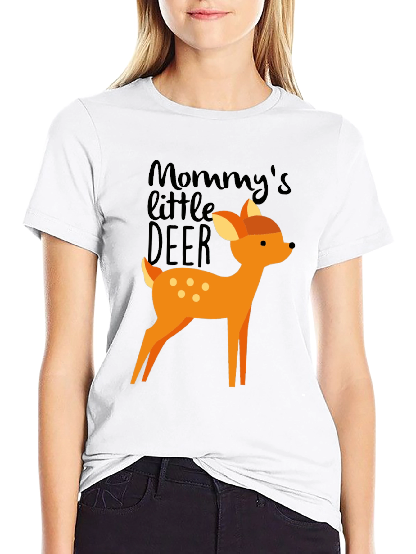 Mommys Little Deer Graphic Tee - Black