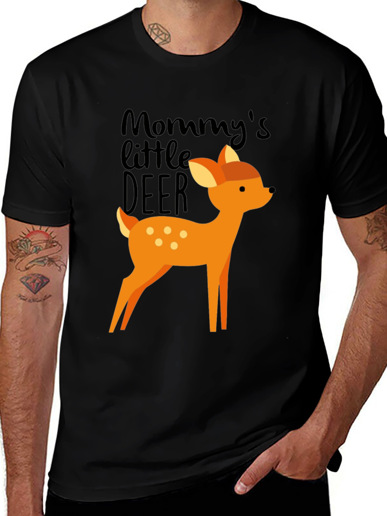 Mommys Little Deer Graphic Tee - Black