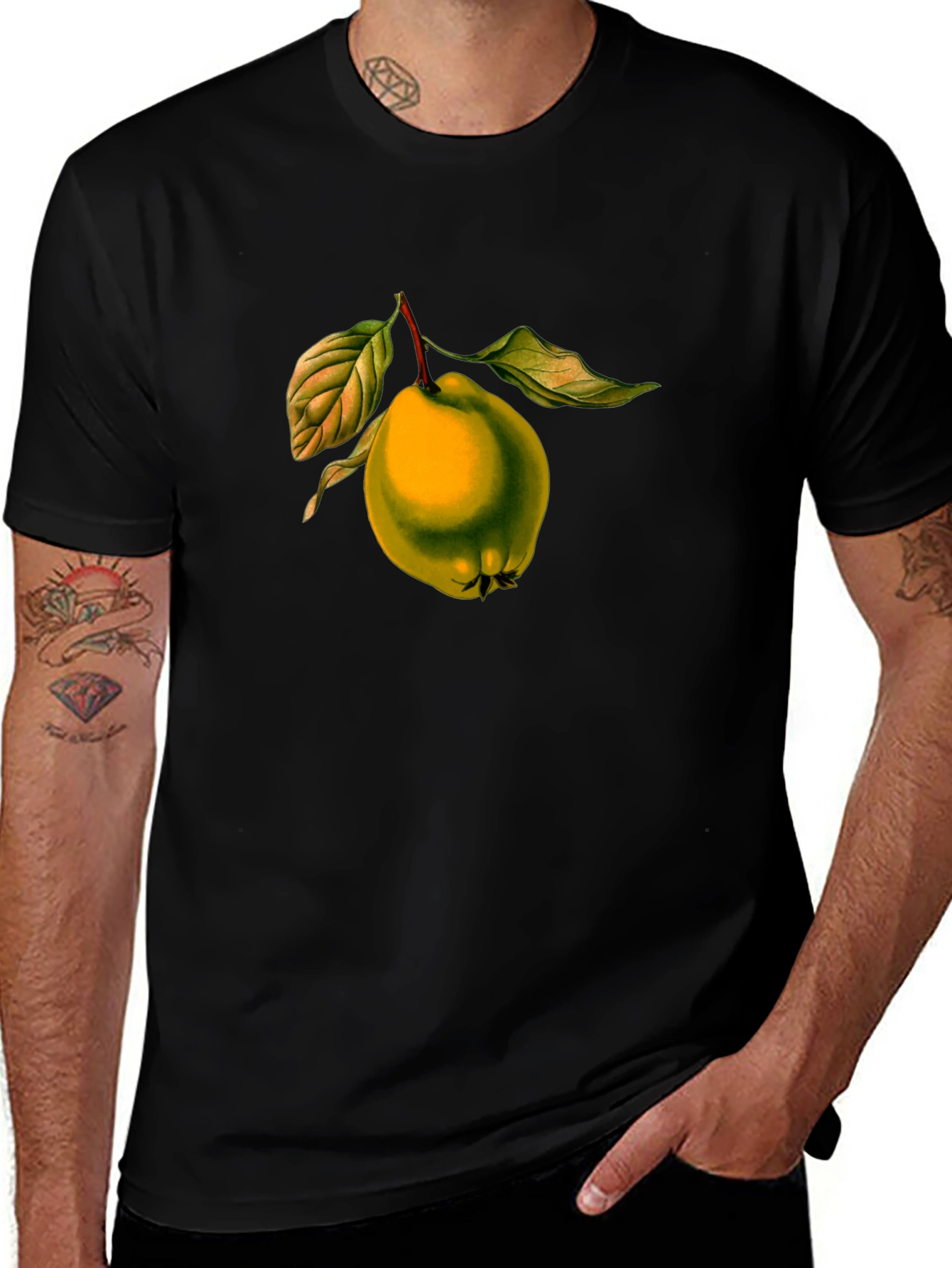 Unique Quince Fruit Graphic T-Shirt