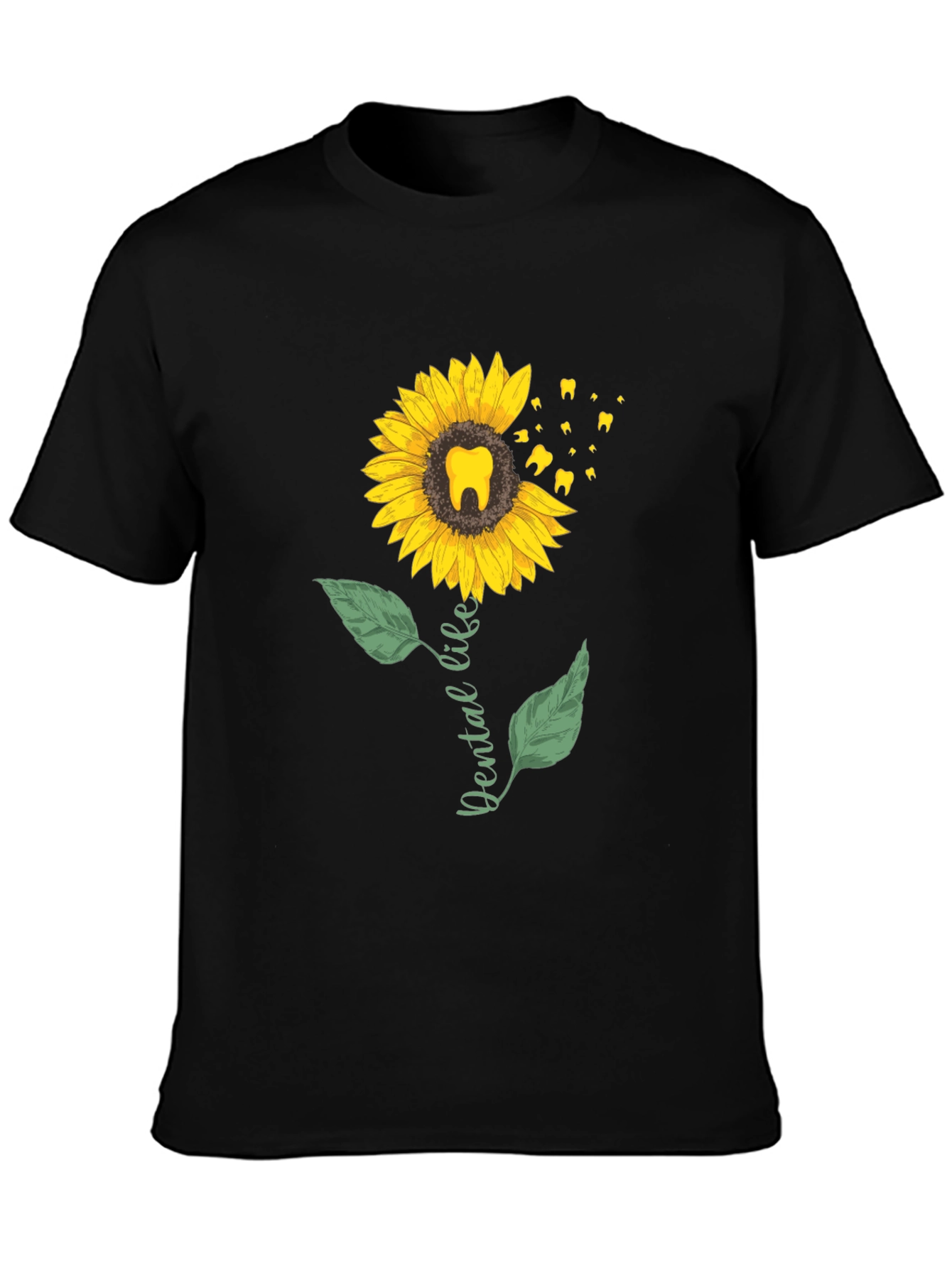 Dental Life Sunflower T-Shirt - Black Casual Tee