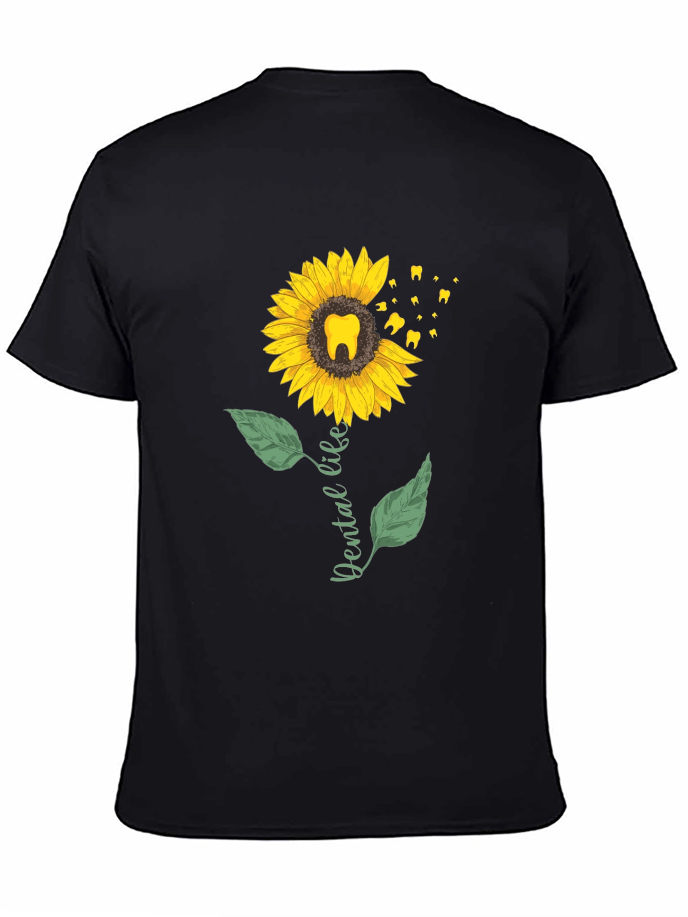 Dental Life Sunflower T-Shirt - Black Casual Tee