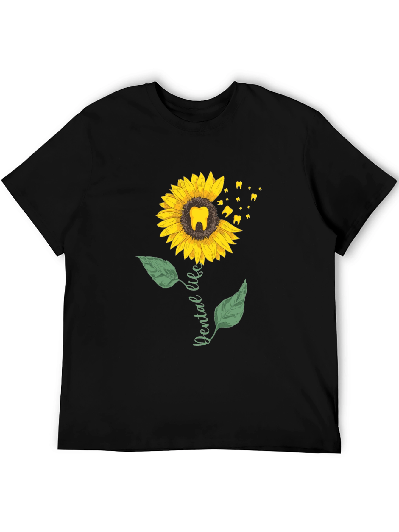 Dental Life Sunflower T-Shirt - Black Casual Tee