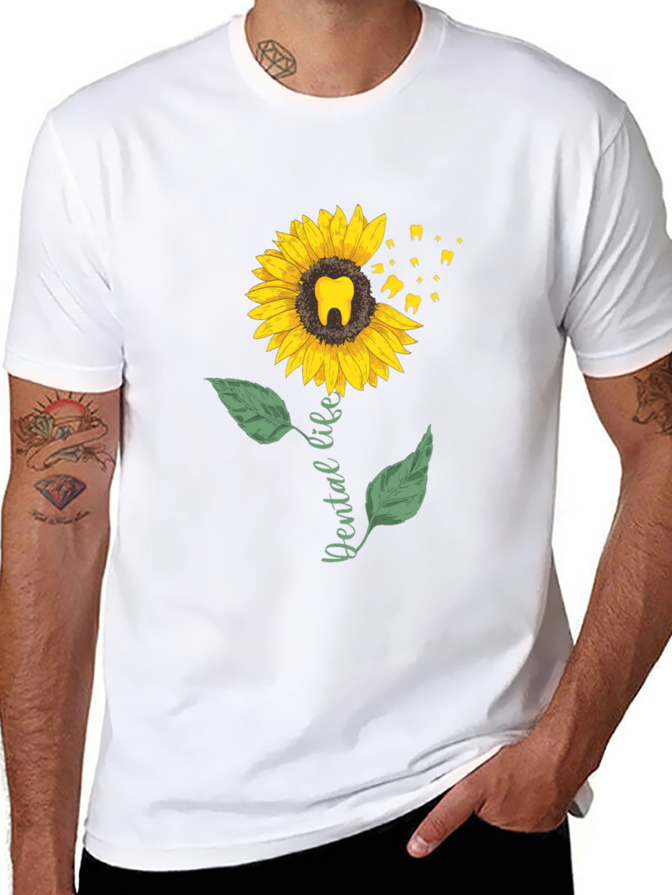 Dental Life Sunflower T-Shirt - Black Casual Tee