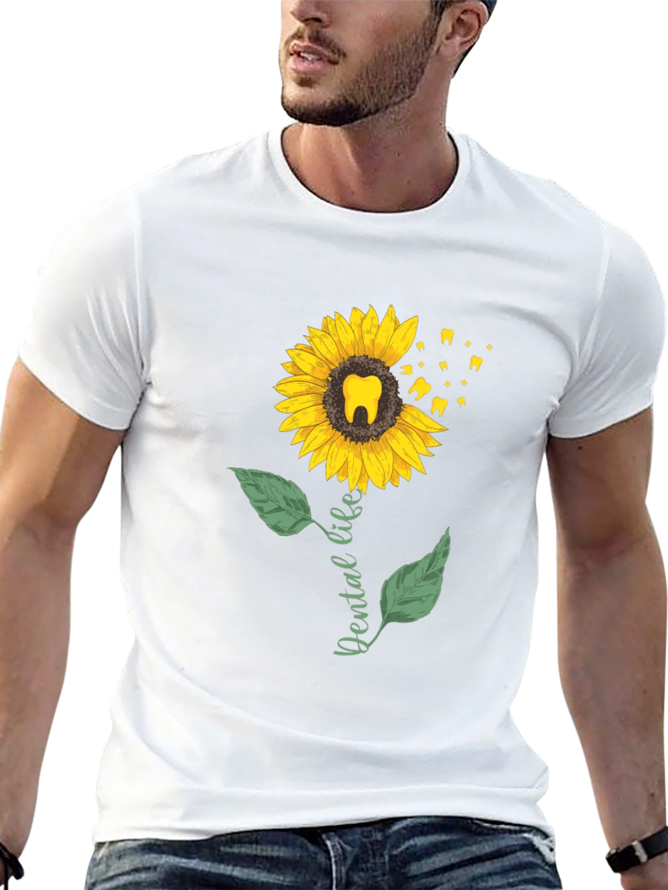 Dental Life Sunflower T-Shirt - Black Casual Tee