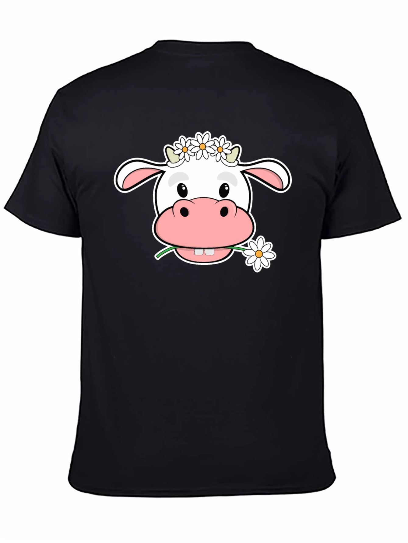 Cow with Flowers T-Shirt - Cute Cartoon Animal Tee