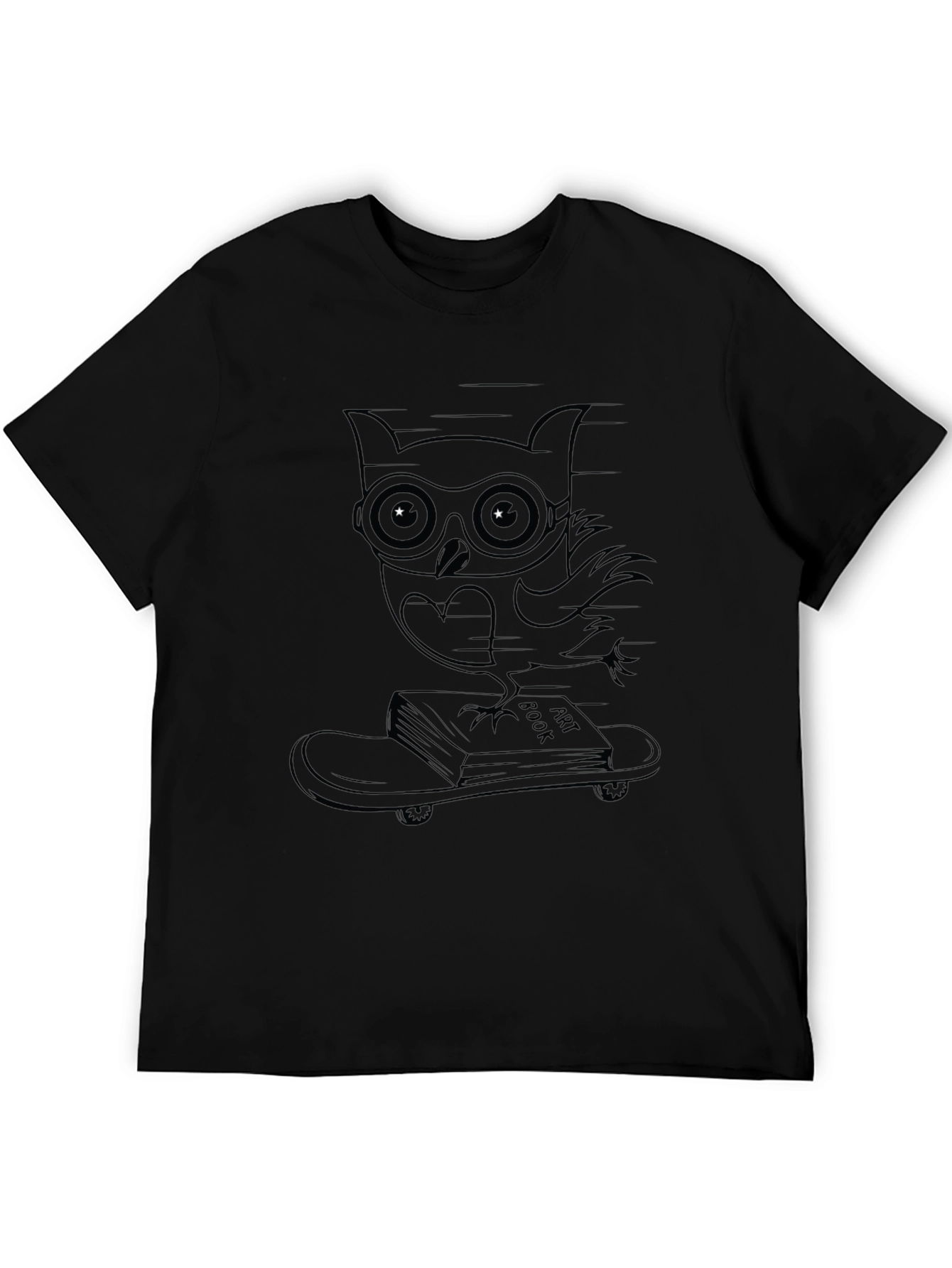 Cool Owl Skateboarder Tee - Black Graphic T-Shirt