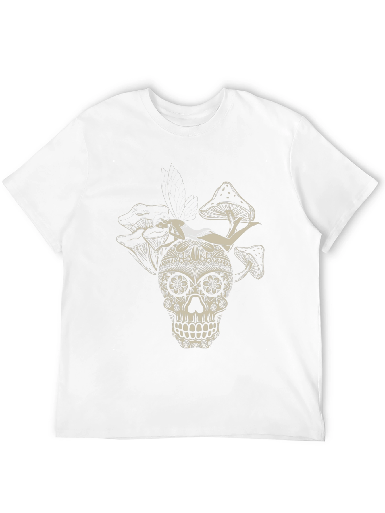 Sugar Skull Fairy Mushroom Black T-Shirt