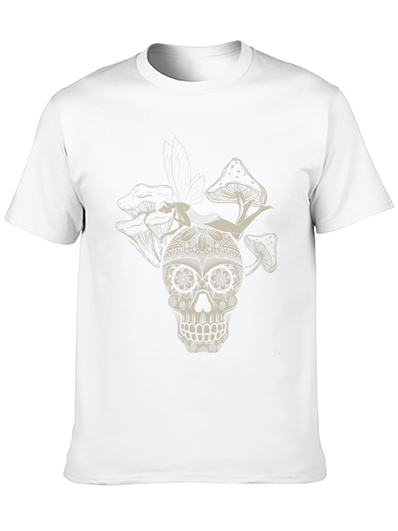 Sugar Skull Fairy Mushroom Black T-Shirt