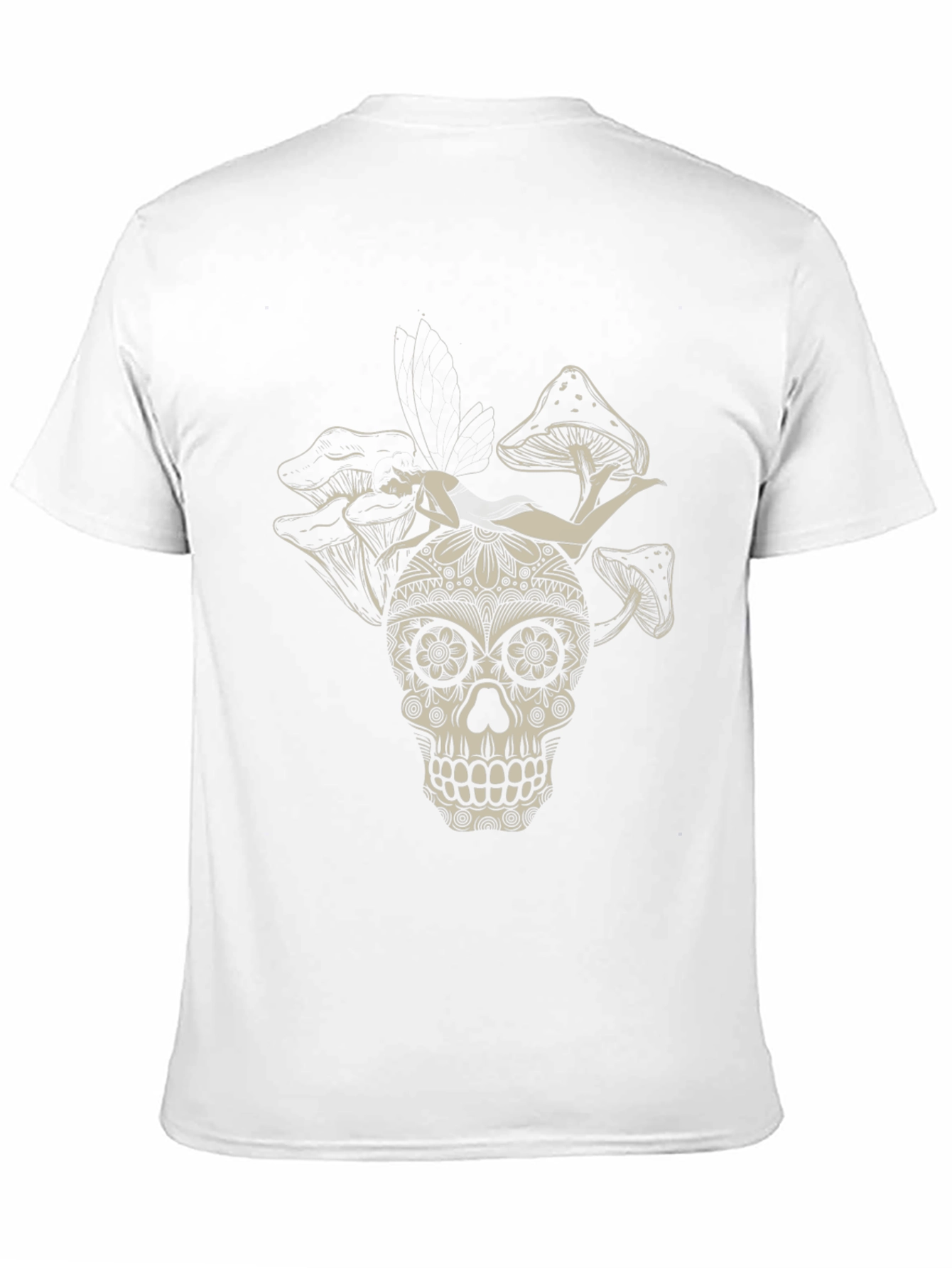 Sugar Skull Fairy Mushroom Black T-Shirt