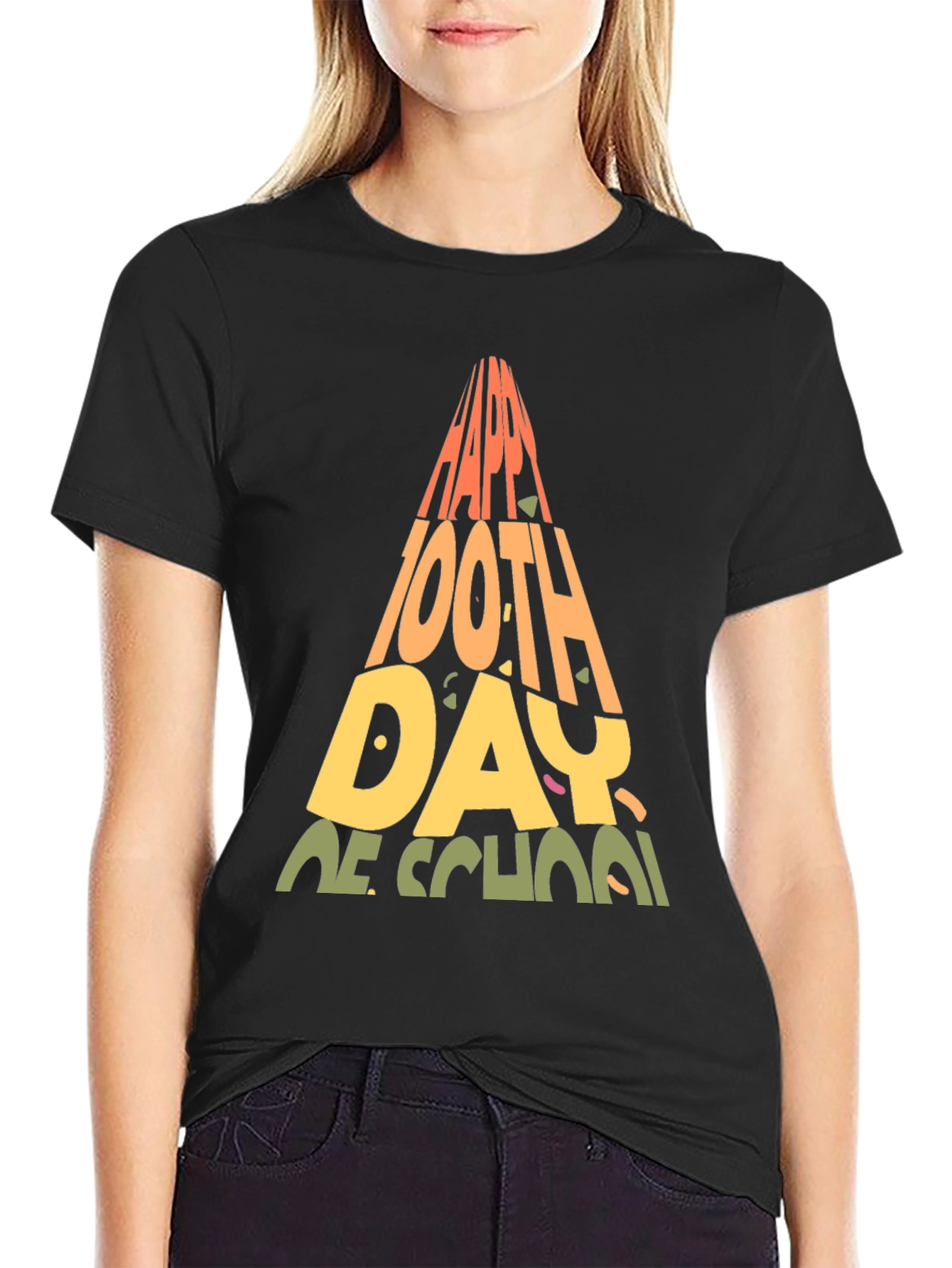 Happy 100th Day of School Black T-Shirt