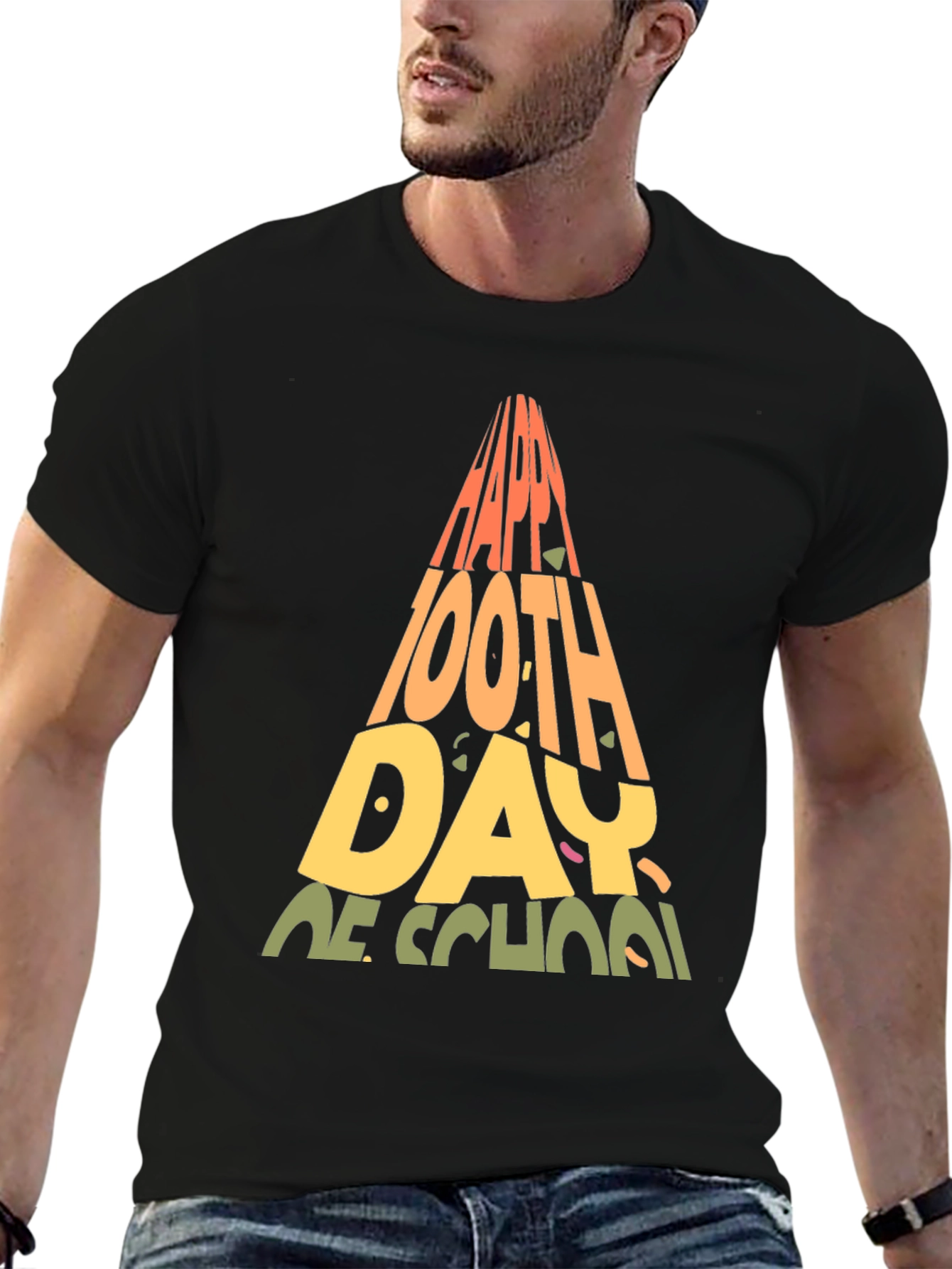 Happy 100th Day of School Black T-Shirt