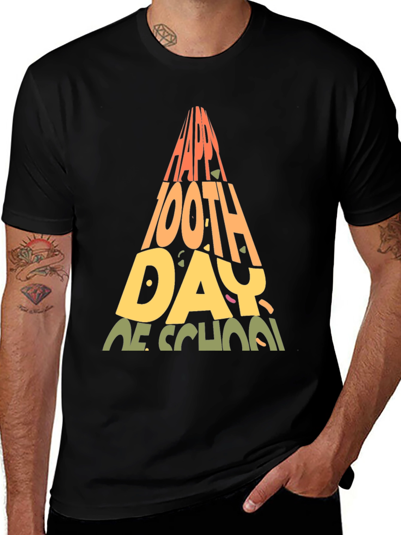 Happy 100th Day of School Black T-Shirt