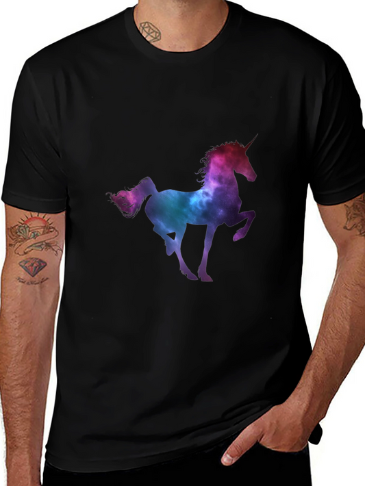 Unicorn Galaxy Mens Black Graphic Tee
