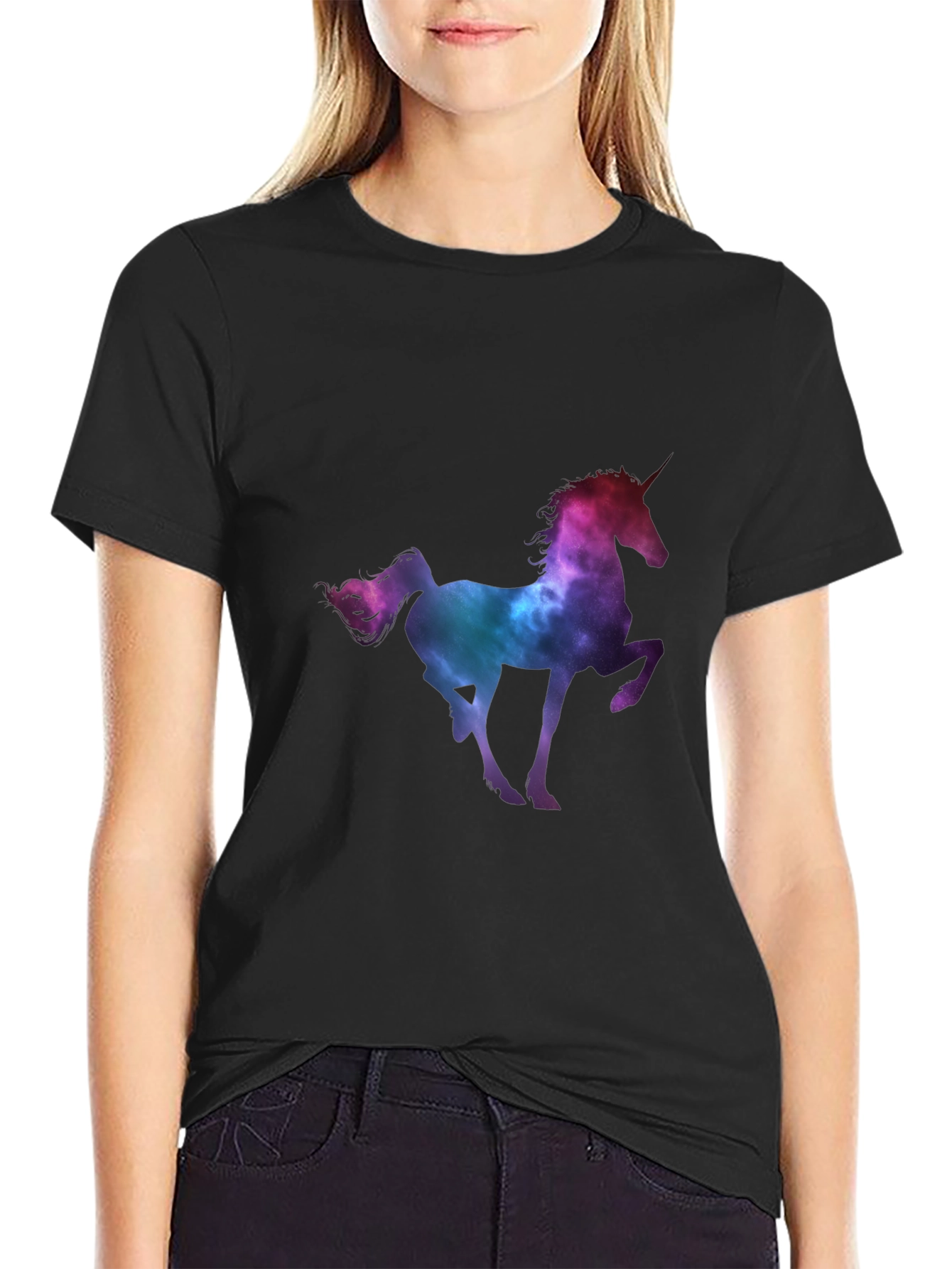 Unicorn Galaxy Mens Black Graphic Tee