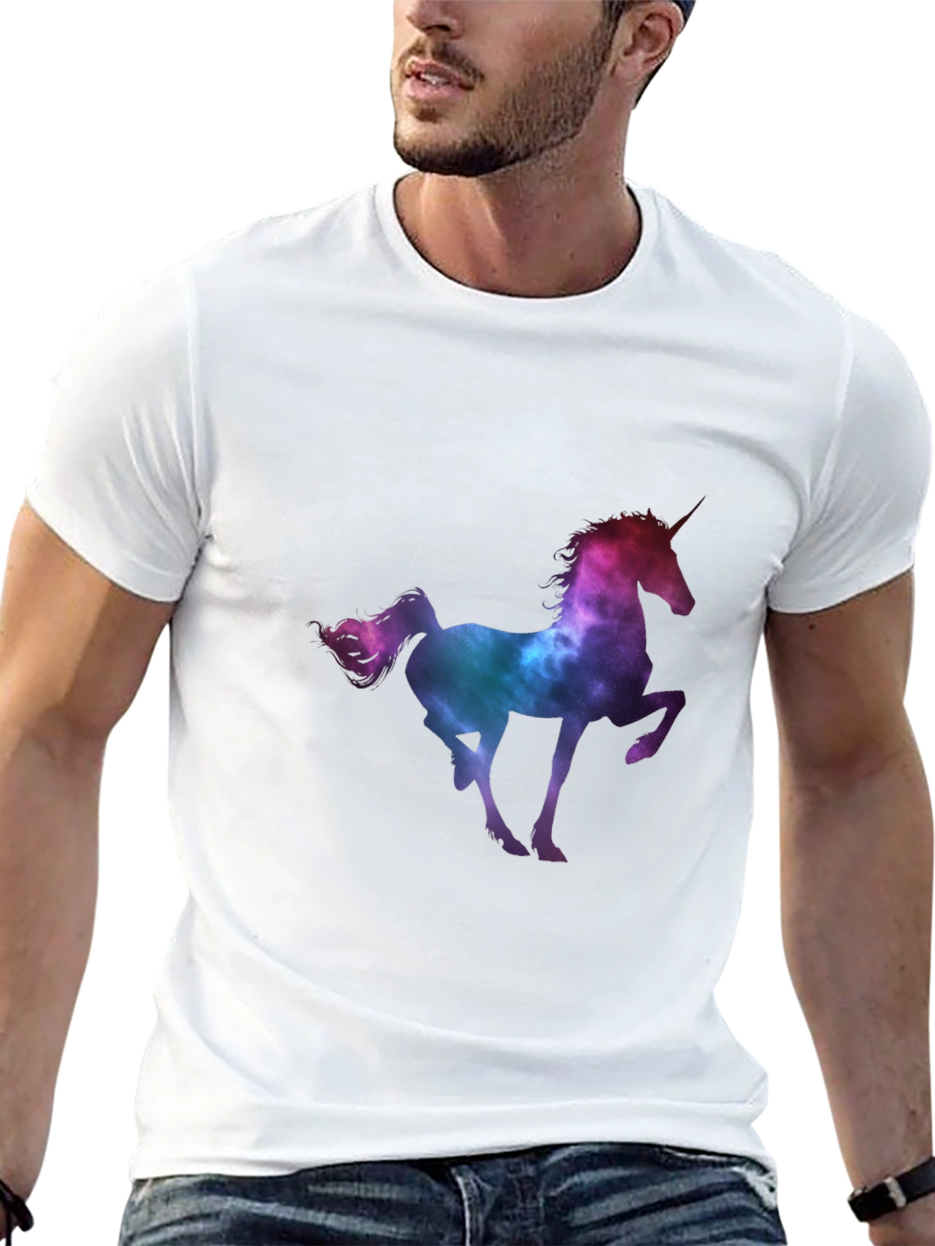 Unicorn Galaxy Mens Black Graphic Tee