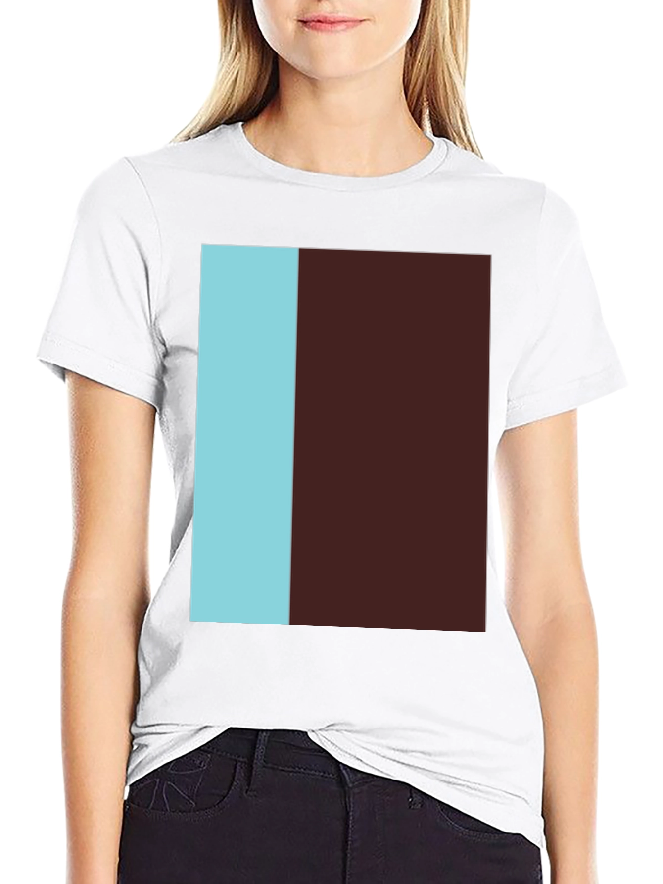 Two-Tone Block Tee - Modern Graphic Print