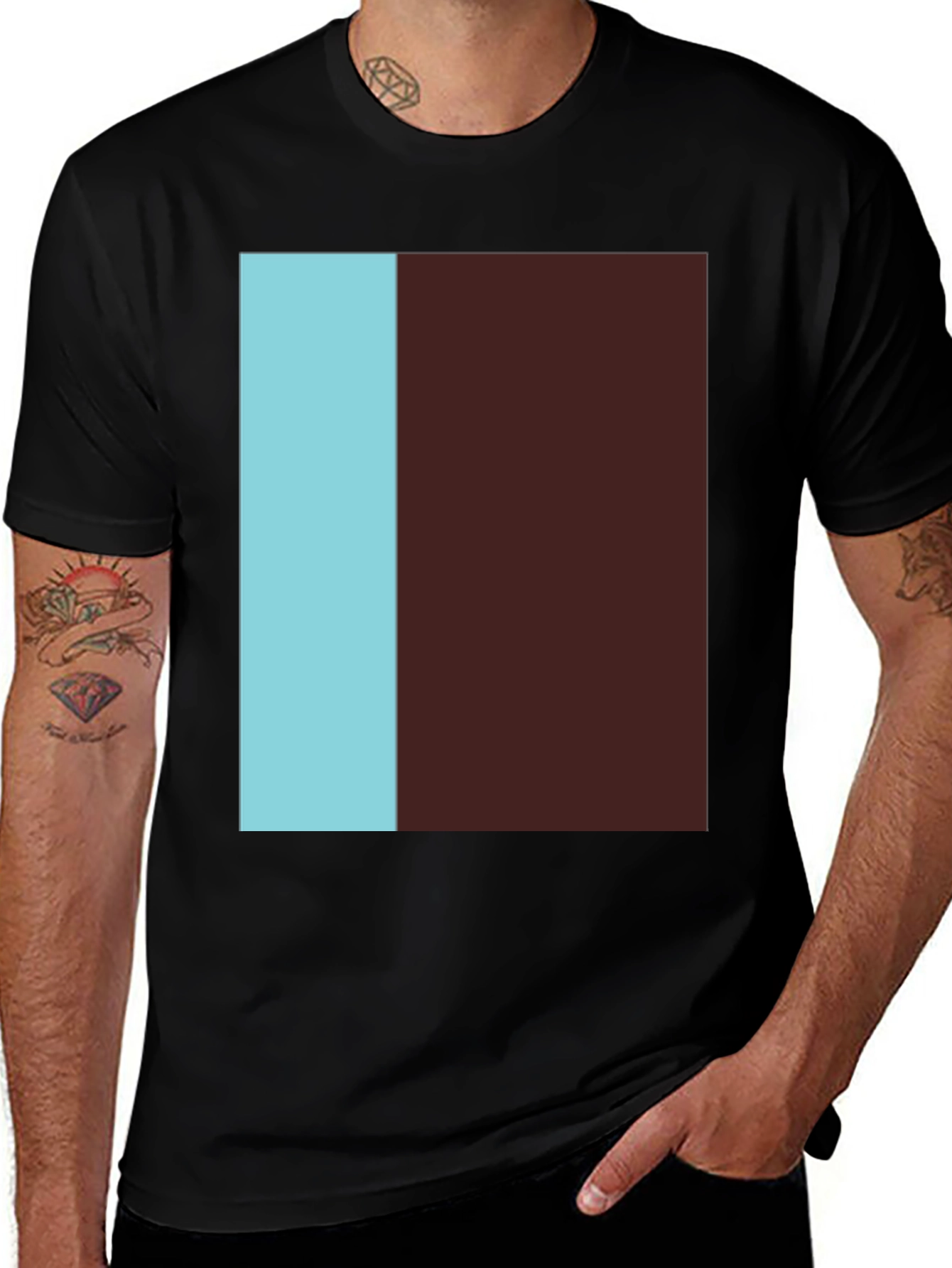 Two-Tone Block Tee - Modern Graphic Print