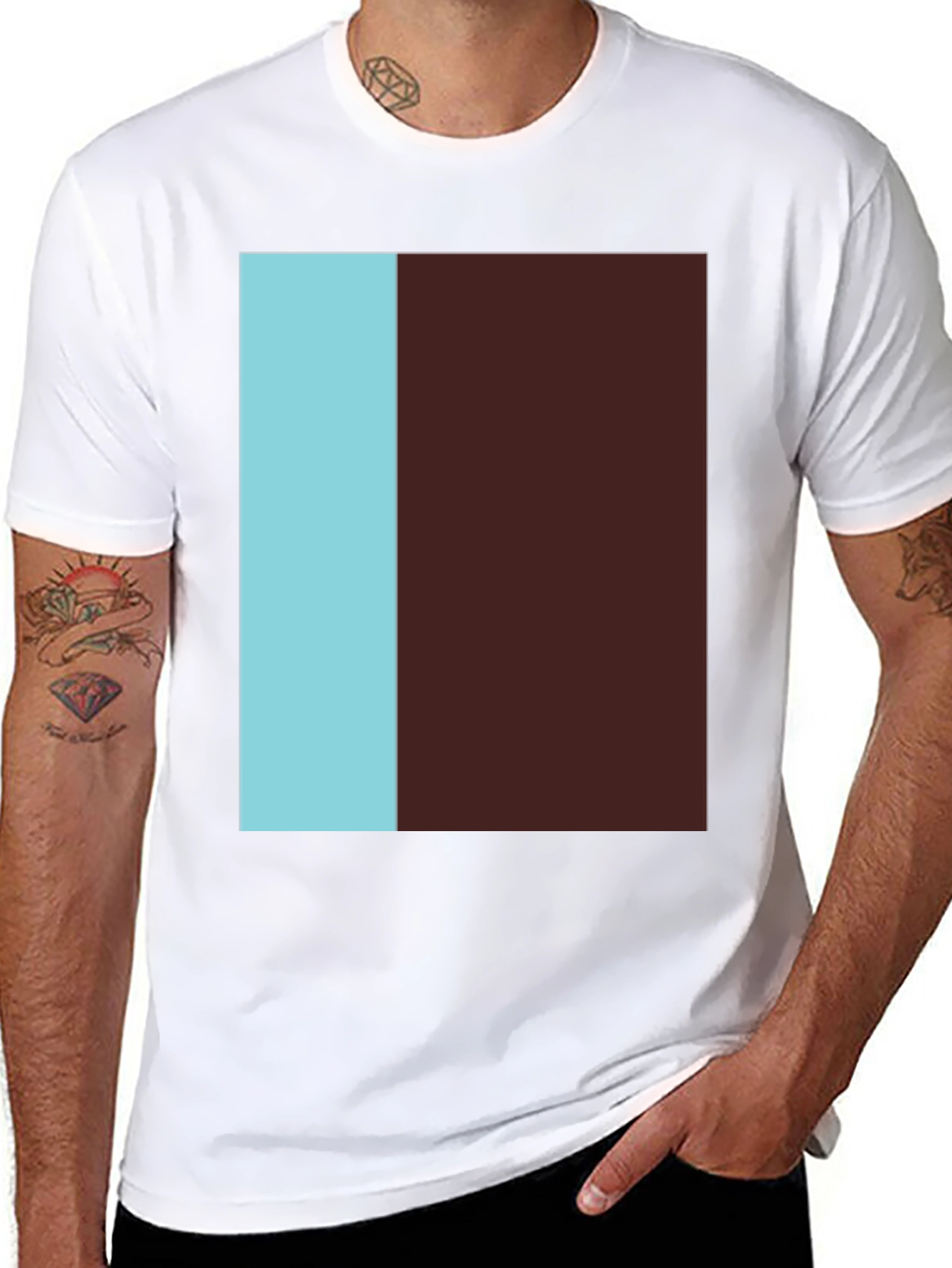 Two-Tone Block Tee - Modern Graphic Print