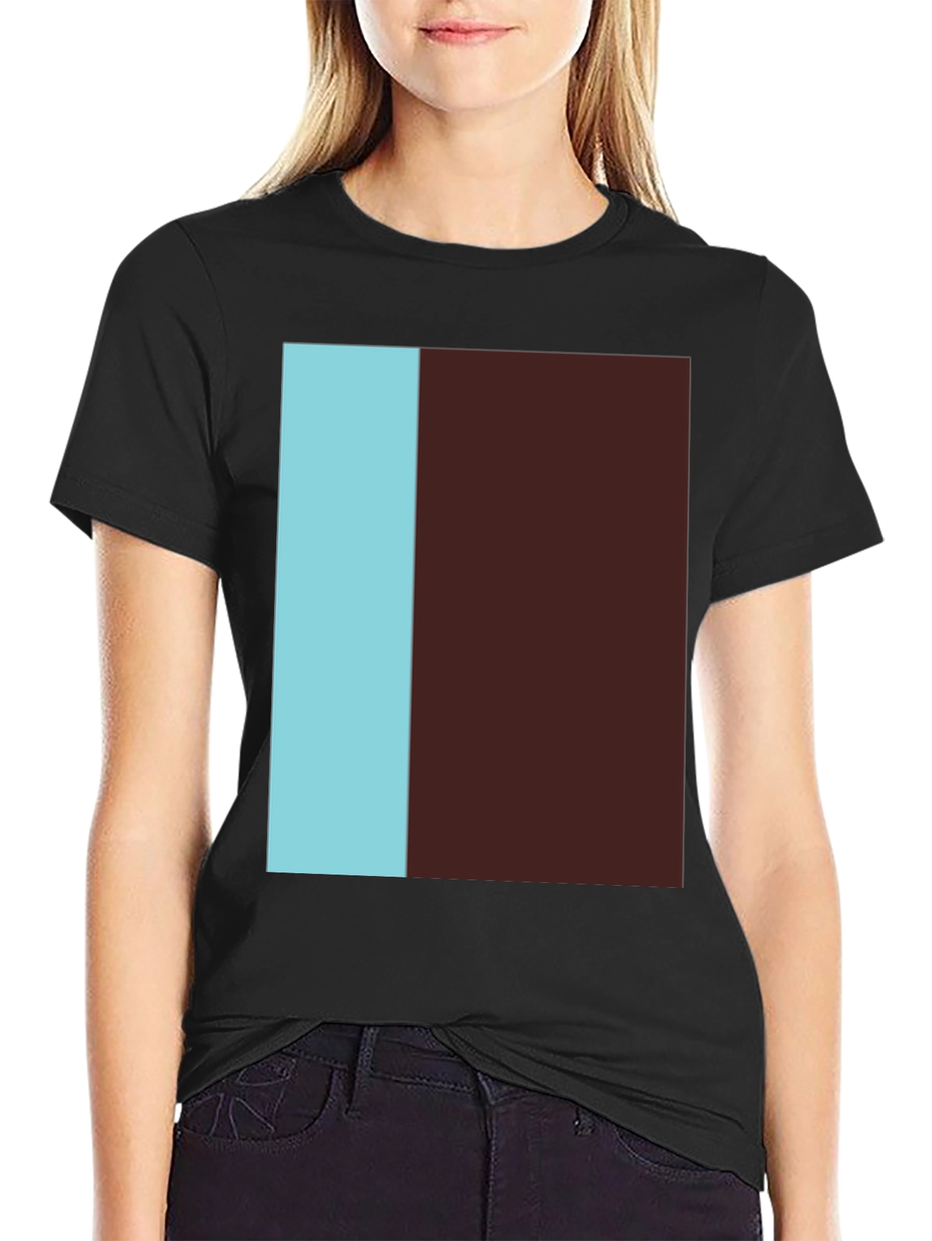 Two-Tone Block Tee - Modern Graphic Print