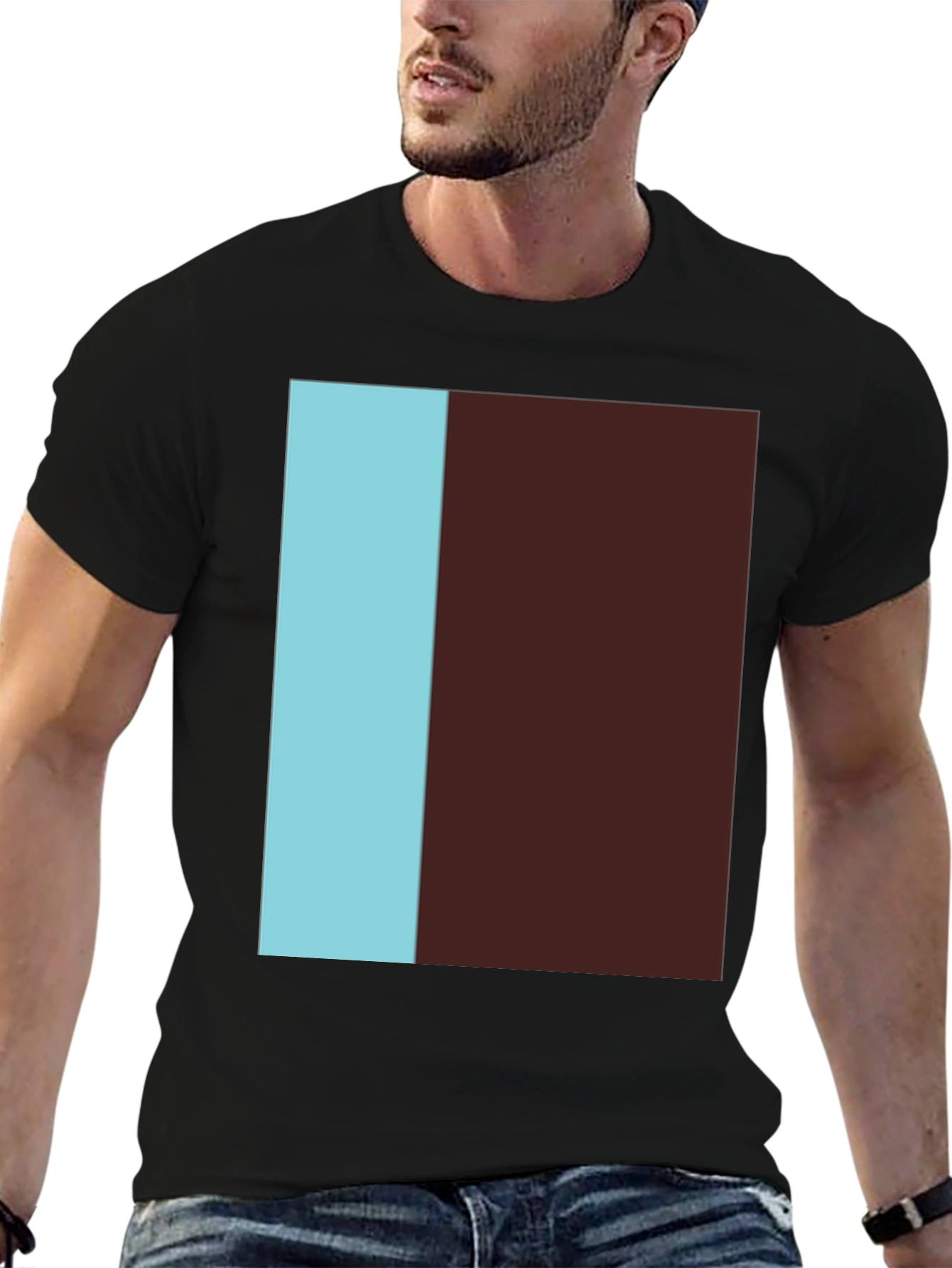 Two-Tone Block Tee - Modern Graphic Print