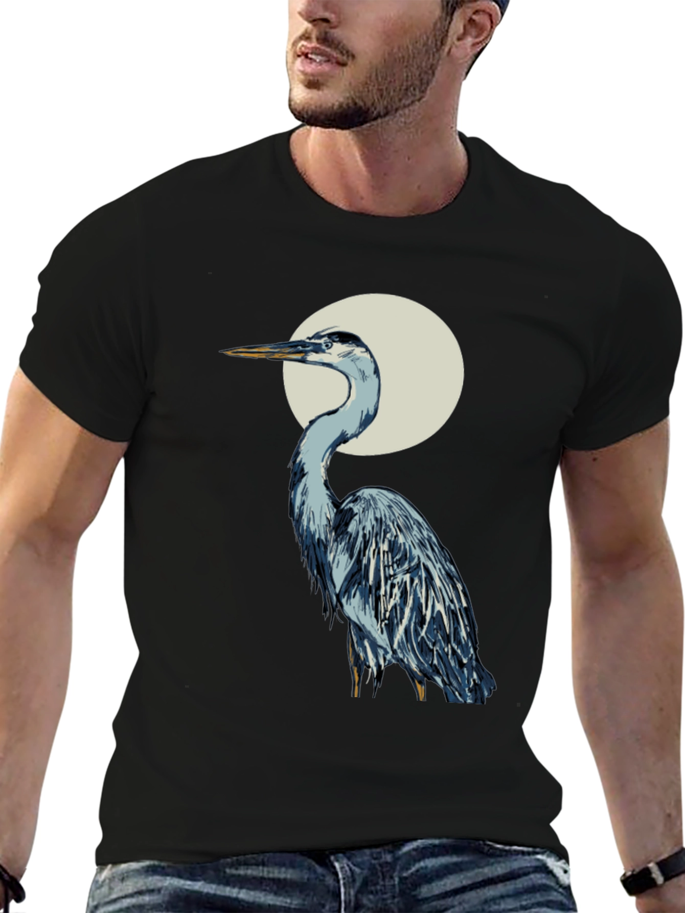 Heron Graphic Tee - Stylish Bird T-Shirt