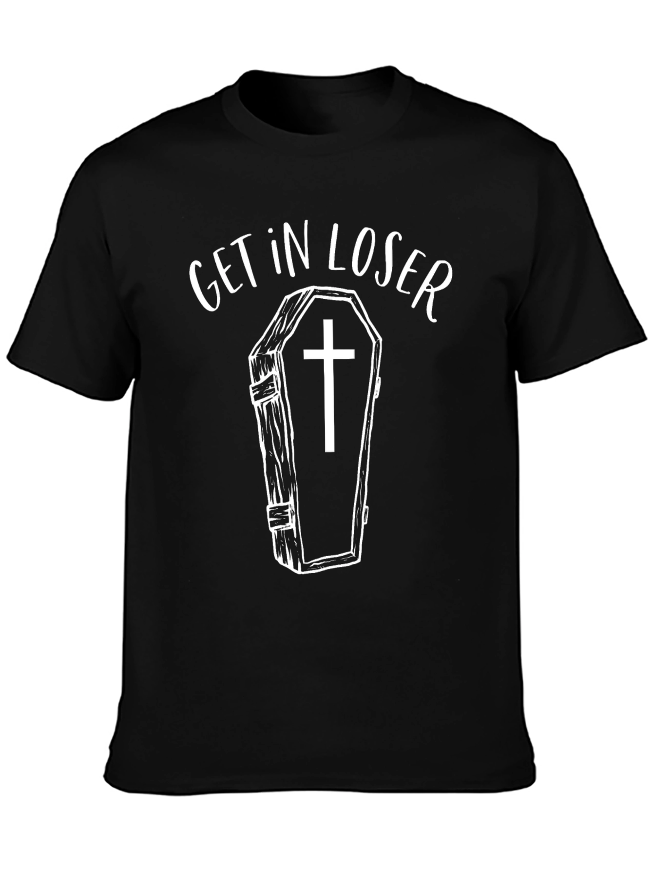 Get In Loser Coffin Graphic Tee - Black T-Shirt