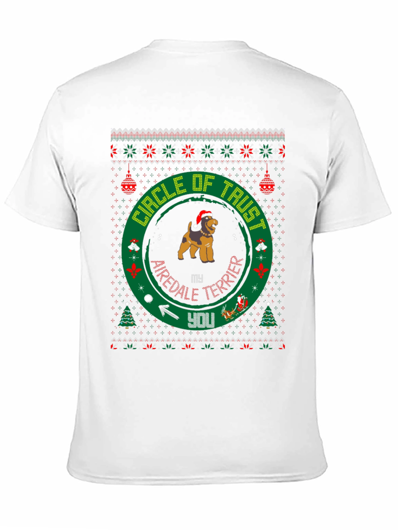 Airedale Terrier Circle of Trust Ugly Christmas T-Shirt