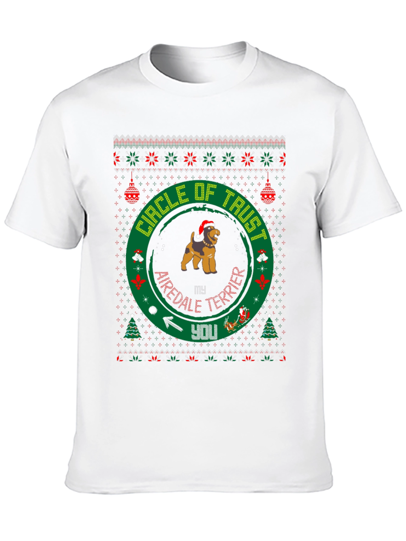 Airedale Terrier Circle of Trust Ugly Christmas T-Shirt