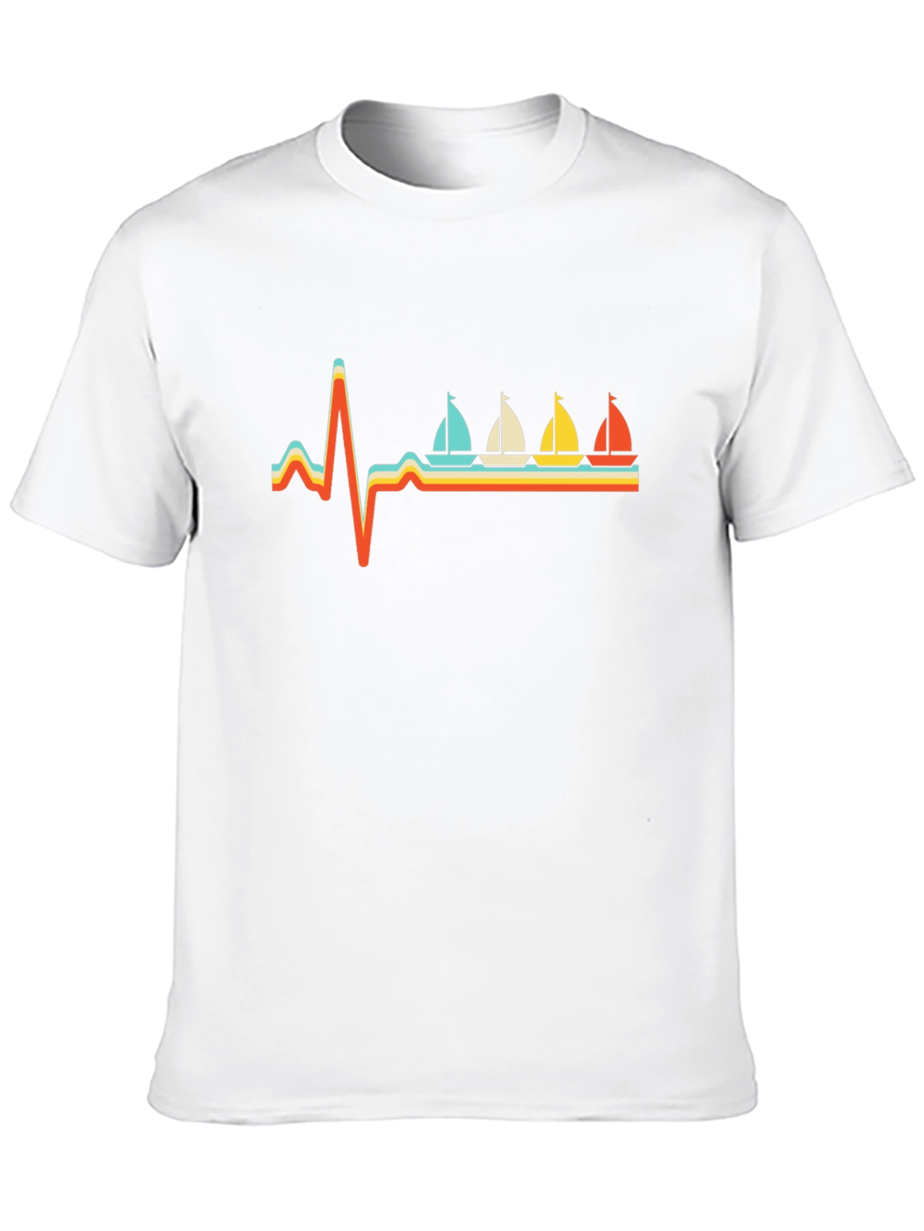 Sailboat Heartbeat Graphic Tee - Retro Style