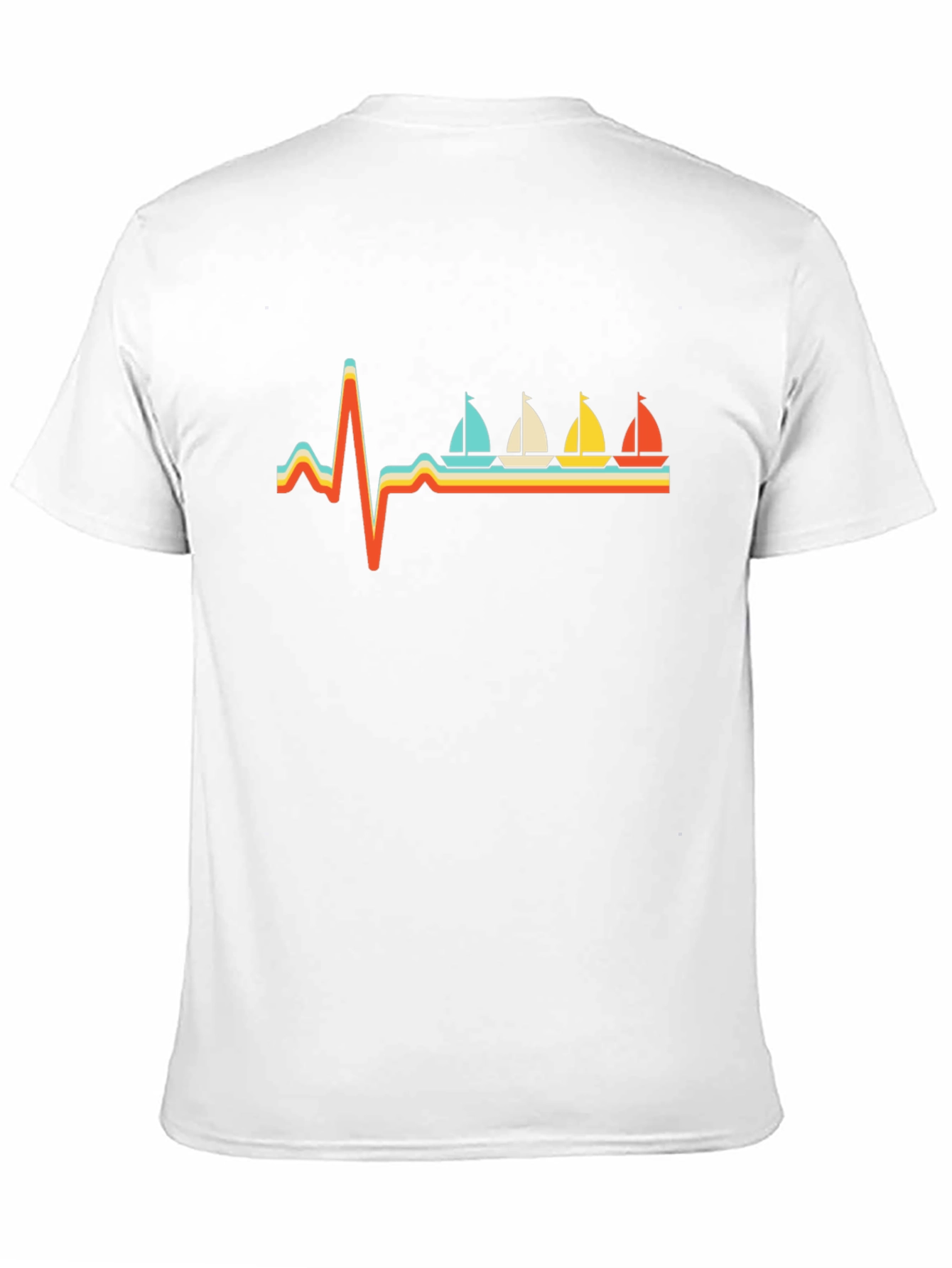 Sailboat Heartbeat Graphic Tee - Retro Style