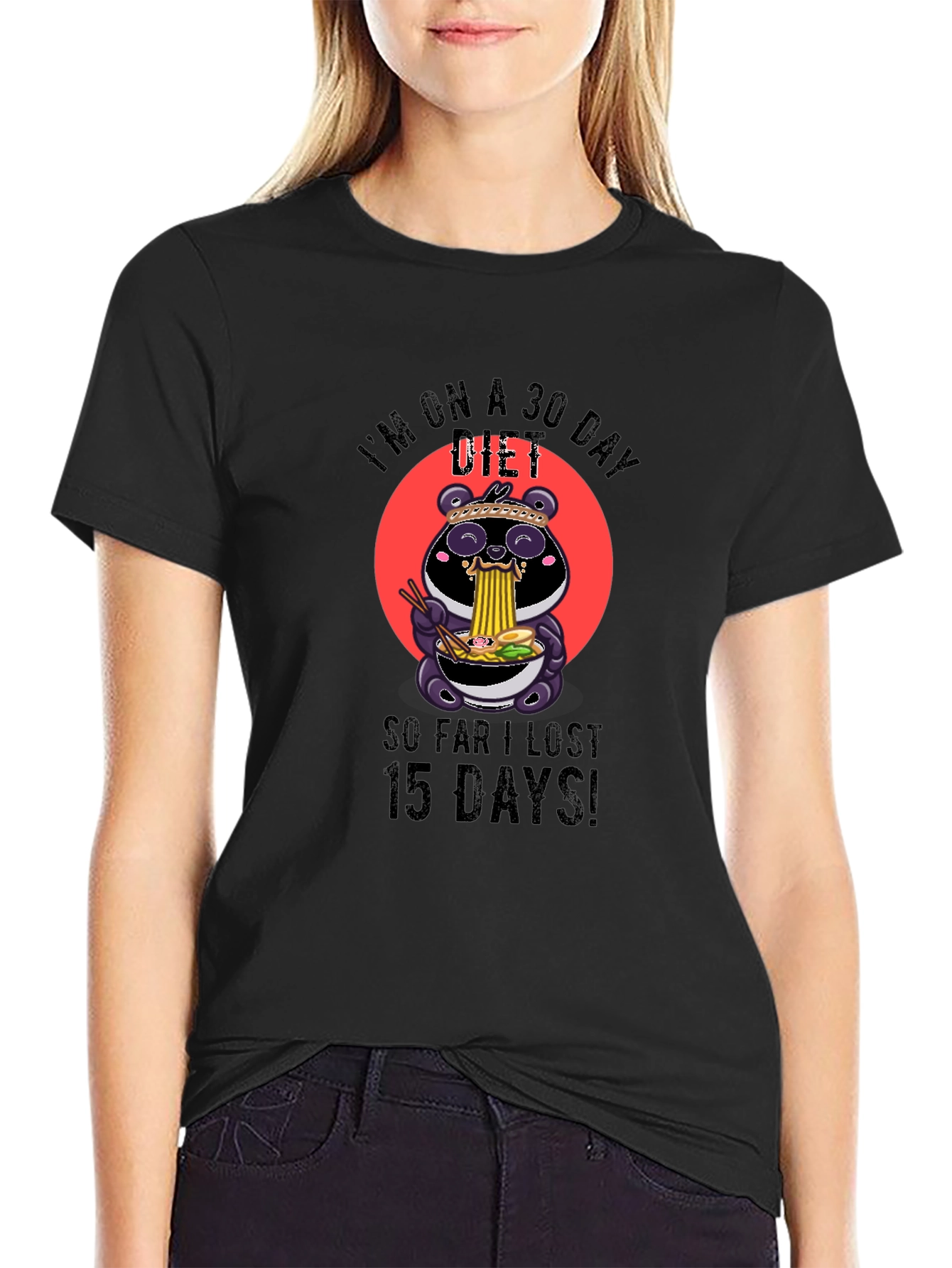 Funny Diet T-Shirt - Panda Ramen Design