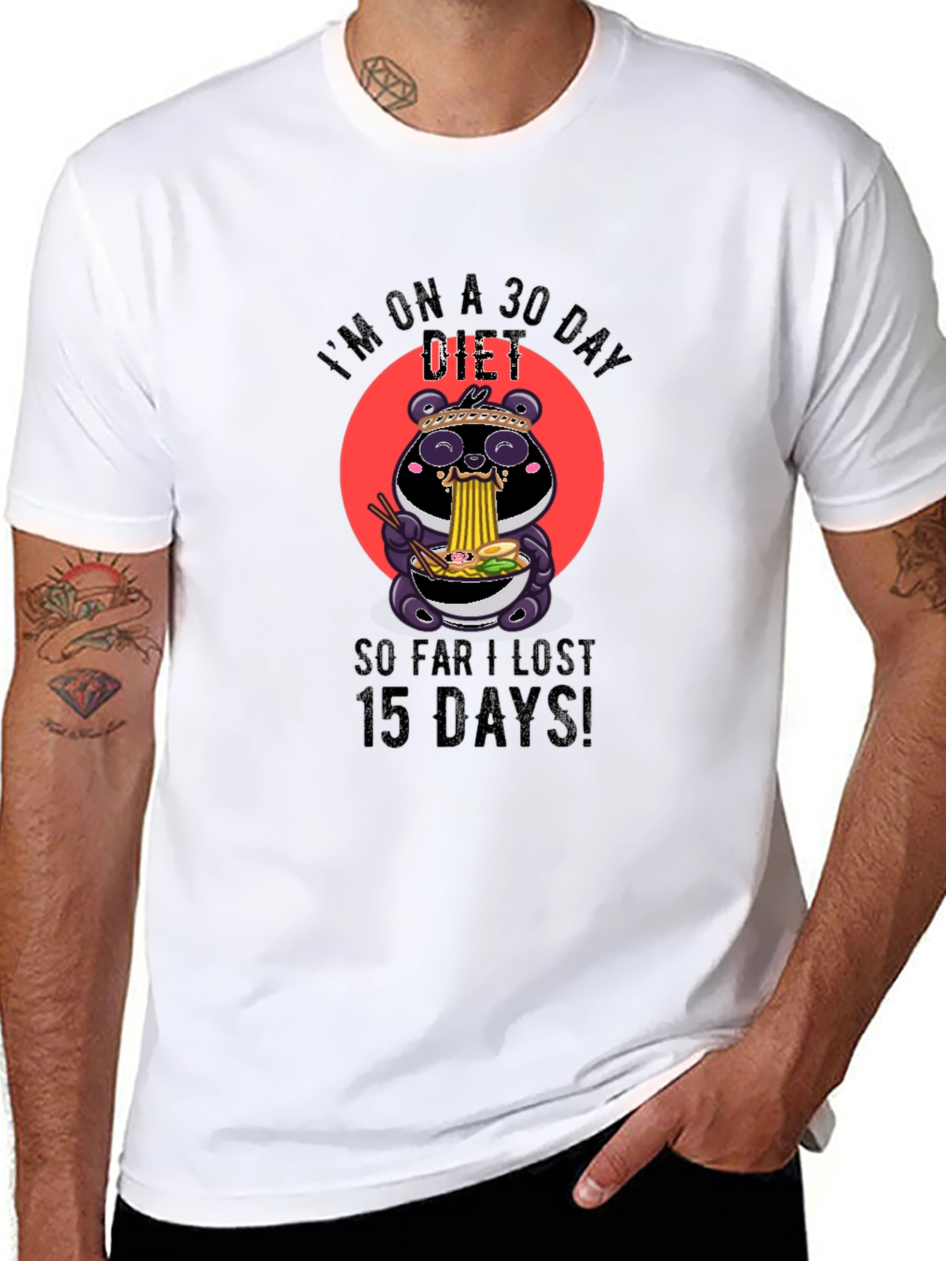 Funny Diet T-Shirt - Panda Ramen Design