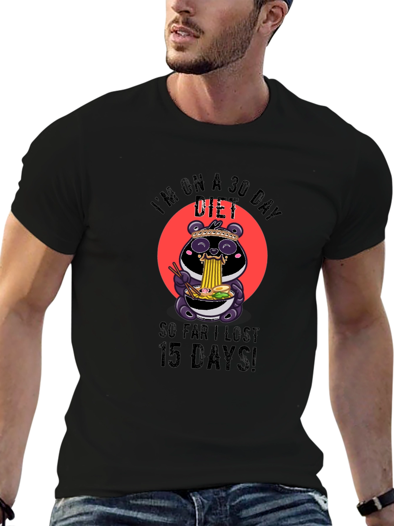 Funny Diet T-Shirt - Panda Ramen Design